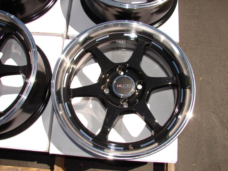 15 New Kudo Sniper Rims Black Wheels 4x100 Integra Civic Miata Cooper 