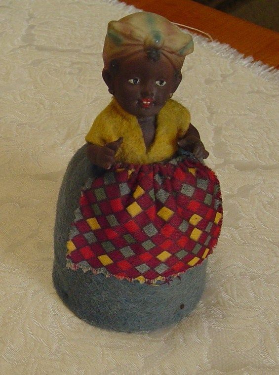 Vtg Antique Black Americana Bisque Mammy Pincushion  