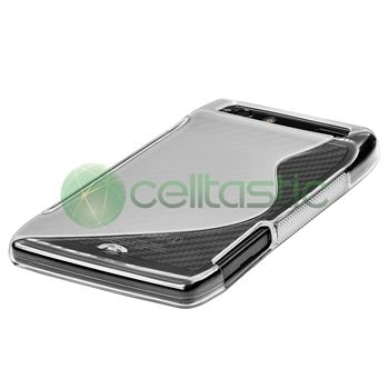 Clear S Shape TPU Case+Privacy Film Protector for Motorola Droid Razr 