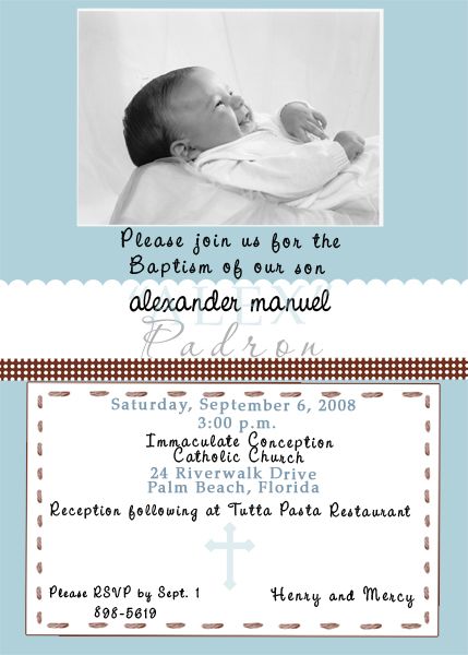 Baptism PHOTO Invitations BOY   YOU PRINT Hi Res File  