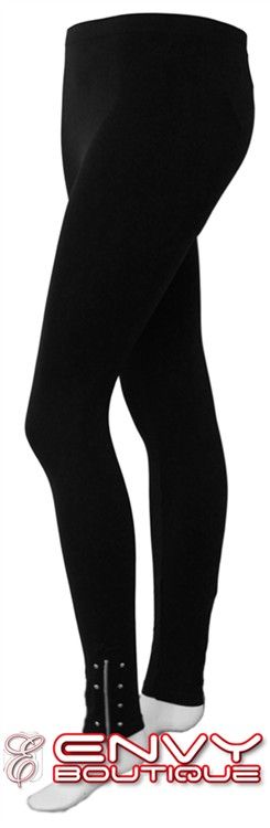 NEW LADIES WOMENS STRETCHY BLACK SEAMLESS DESIGN STUD FULL LENGTH 