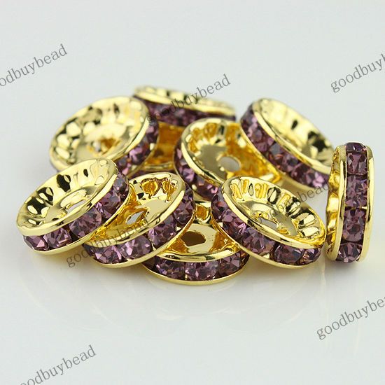 CRYSTAL GOLD SPACER LOOSE BEADS JEWELRY FINDINGS WHOLESALE 12MM  