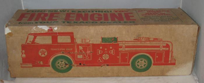 VINTAGE BUDDY L PRESSED STEEL TEXACO FIRE CHIEF FIRE TRUCK IN ORIGINAL 