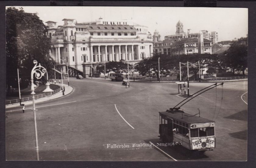 FULLERTON No19 ELECTRIC TRAM SINGAPORE PHOTO POSTCARD  