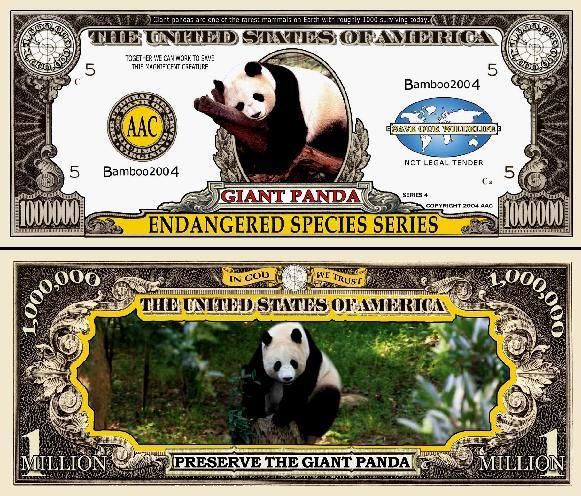 GIANT PANDA MILLION DOLLAR BILL (2/$1.00)  