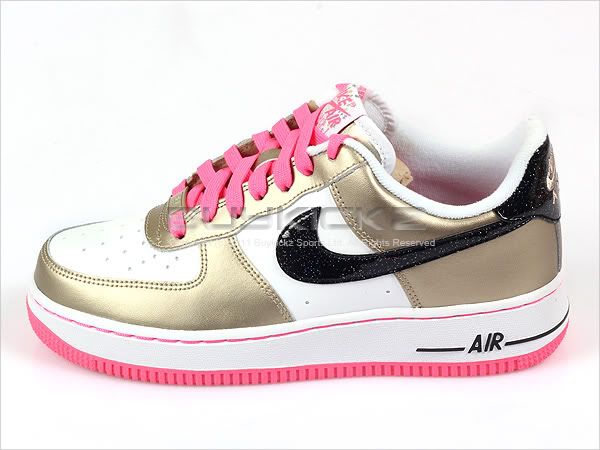   Force 1 (GS) White/Black Metallic Gold Laser Pink AF Low 314219 108