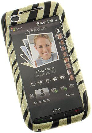 GOLD BLACK ZEBRA SKIN CASE FOR VERIZON HTC TOUCH PRO 2  