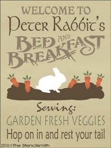 1088 STENCIL 4 sign Peter Rabbits B & B easter garden  