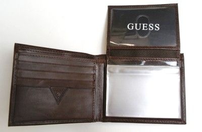 NEW GUESS PREMIUM MENS LEATHER CREDIT CARD ID WALLET PASSCASE BIFOLD 