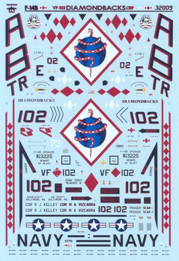 Fightertown Decals 1/32 F 14B TOMCAT VF 102 Diamondbacks Enduring 