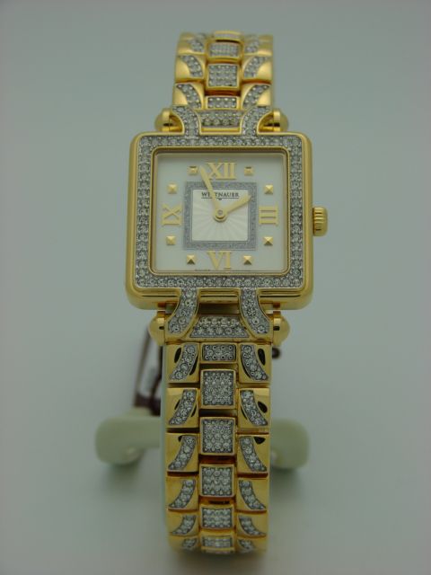 Wittnauer Ladies 12L106 Gold Tone Square Crystal Watch  