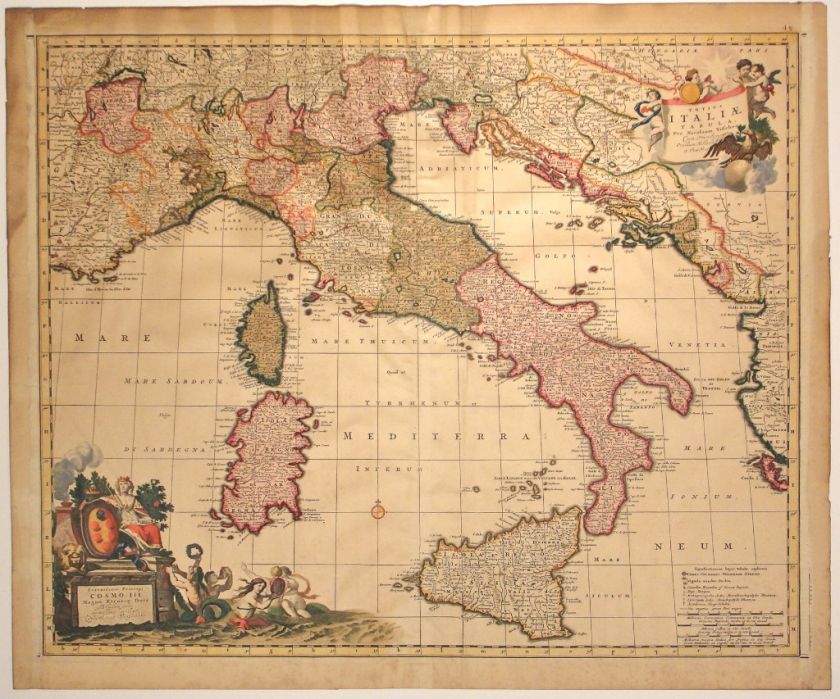 Nicholas Visscher antique 17th century map Italy Italia  