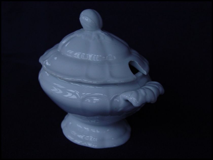 1842 White Ironstone Tureen Gothic Edwards  