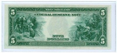 Series 1914 $5 Dollar Bill Large Note Blue Seal US Currency Five 