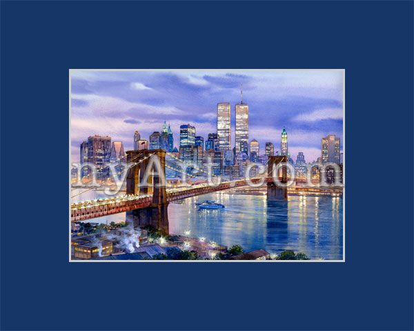 Brooklyn Bridge Watercolor Picture (Reproduction)  New  