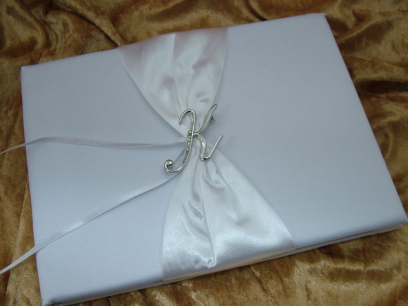 New Custom White or Ivory Monogramed Wedding Guest Book  