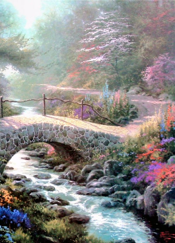 Bridge of Faith 12x16 Framed Classic Thomas Kinkade Canvas Paintings 