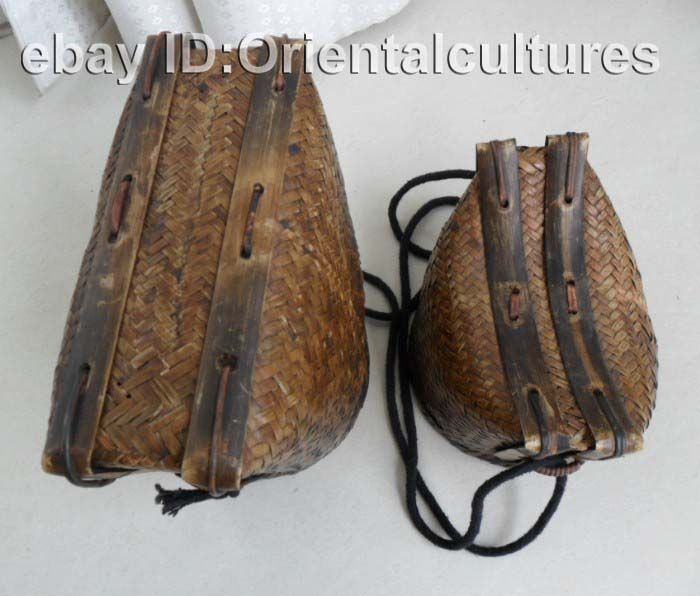 Chinese Minority old hand woven bamboo Bag  