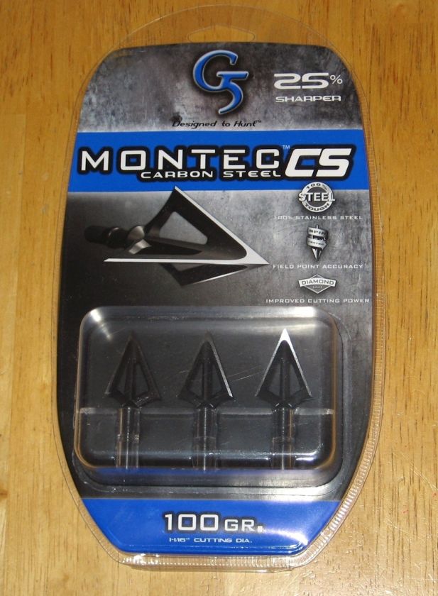   Montec CS Carbon Steel 100 Grain One Piece 3 Blade Broadheads  