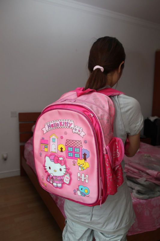 SANRIO HELLO KITTY PINK SCHOOL BAG BACKPACK NYLON NEW 3  