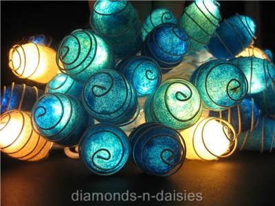 35x BLUE MIX COCOON STRING FAIRY LIGHTS Home / Party  