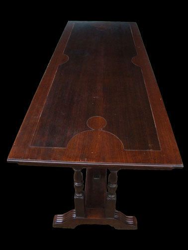 Vintage Wood Credence Table   7 Turned and Carved Posts  