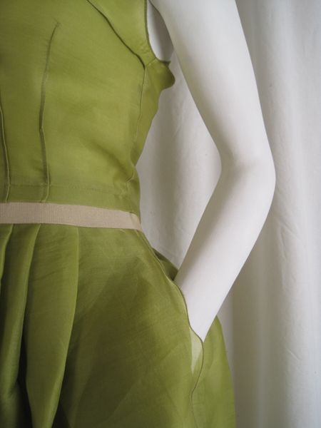 1750 Dolce Gabbana Italy Dress Green Silk Taffeta 40 6 S #0007ZJ 