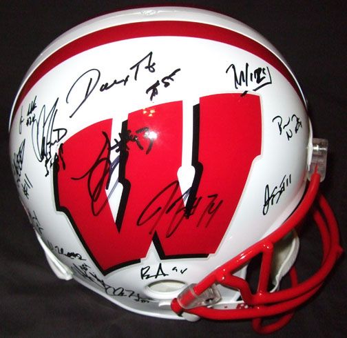 2010 2011 Wisconsin Badgers Team Signed FS Helmet PROOF Rose Bowl 