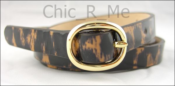 NEW J Crew Super Skinny Leopard Patent Leather Belt S/M/L Small/Medium 