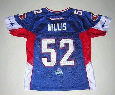 RBK 49ERS PATRICK WILLIS 2008 PRO BOWL WOMENS JERSEY L  