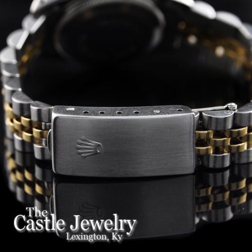 LADIES 18K SS DATEJUST ROLEX BLACK DIAL JUBILEE 69173  