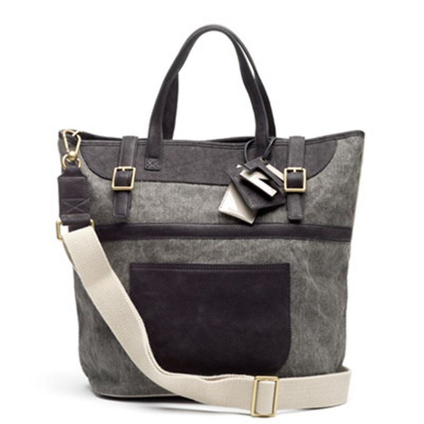 Tila March Colette Cabas Tote grey/black NEW $565  