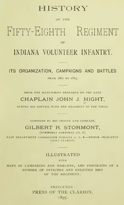 Civil War History of the 58th Indiana Volunteers IN  