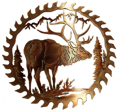 ELK METAL ART SAW BLADE WILDLIFE RUSTIC LODGE DECOR  