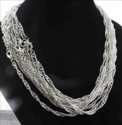 Wholesale 10pcs S80 Silver Snake Chain Necklaces 17  