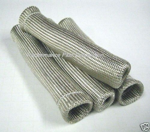 Silver High Performace Heat Protector Sleeve Spark Plug Wire Boots 4 