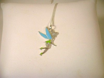 DISNEY 925 Sterling SILVER Enamel TINKER BELL NECKLACE  