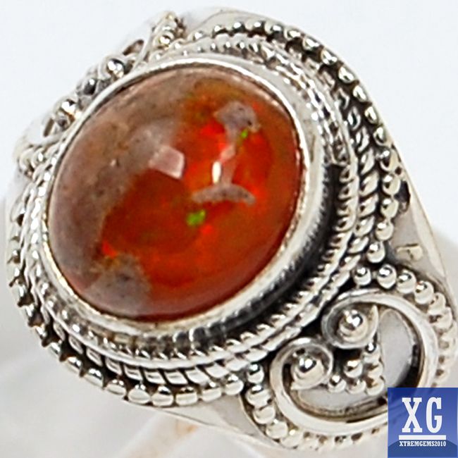 SR28697 MEXICAN OPAL 925 STERLING SILVER RING JEWELRY s.4.5  