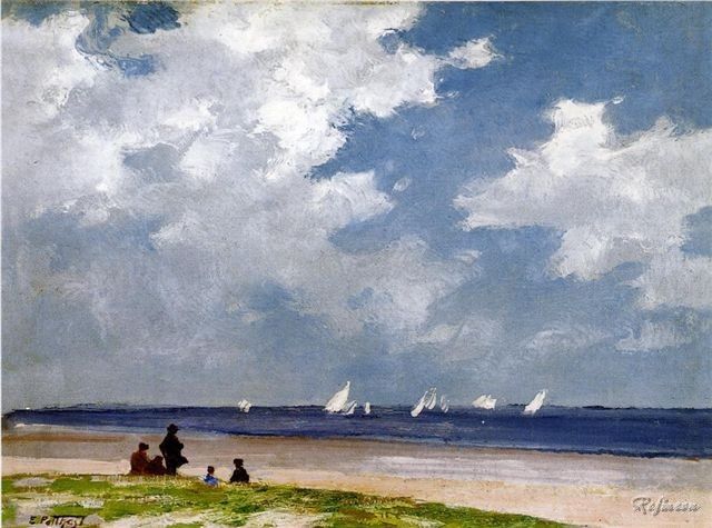 Edward Potthast Sailboats off Far Rockaway Art repro  