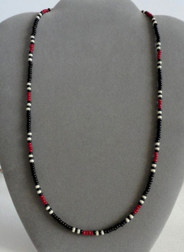 Dark Red + Black Mens, Women Necklace Native American  