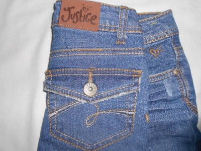 GIRLS SIZE 12 SLIM JUSTICE MEDIUM WASH CAPRI CROPPED JEANS EUC  