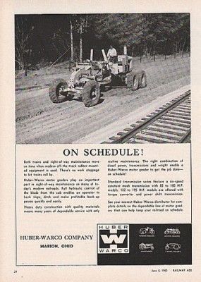 1960 Huber Warco Co Marion OH Ad HW Motor Graders  