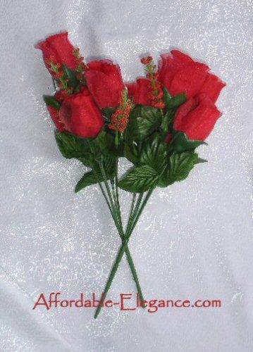 Roses ~ APPLE RED ~ Silk Wedding Flowers Bouquets Centerpieces 