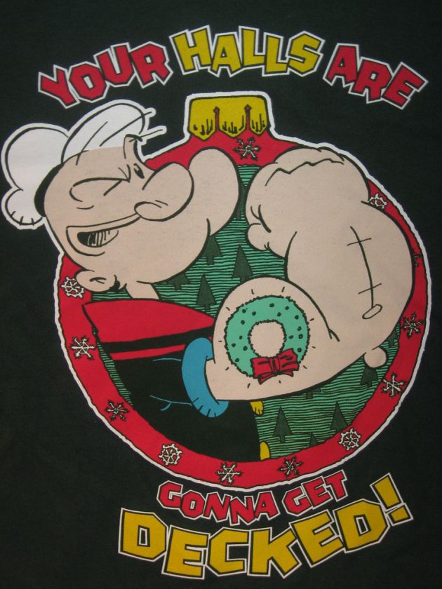 POPeye VINTAGE Retro MoViE FUNNY CHRISTMAS wreath X MAS nEw Mens S 