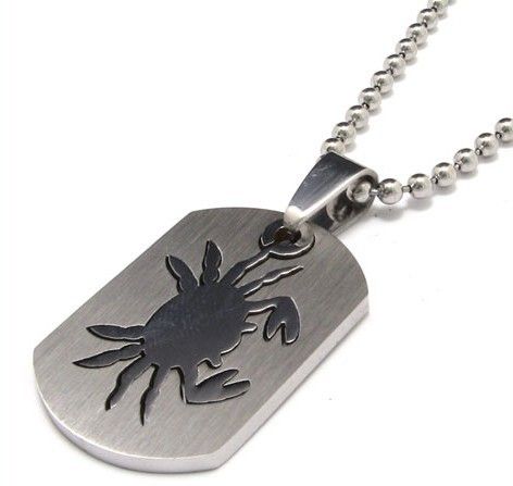 HOROSCOPE PENDANT BEAD LINK NECKLACE IN STAINLESS STEEL  