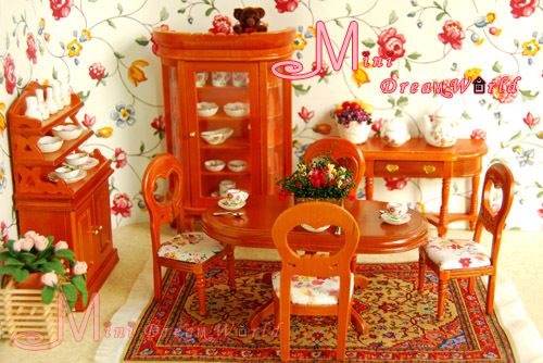 Dollhouse Miniature Vintage Country Dinning Room 8PCS  