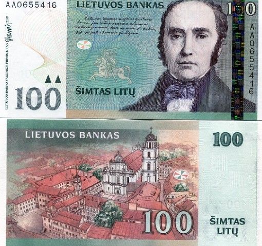 Lithuania 100 Litu 2007 P 70 UNC Vilnius CV=$80  