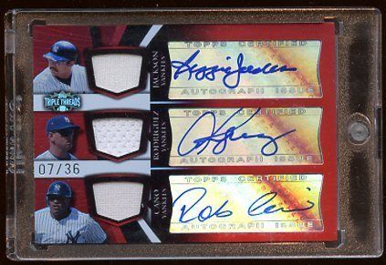 ALEX RODRIGUEZ CANO JACKSON TRIPLE AUTO /36 YANKEES LEGENDS 3 AUTO GW 