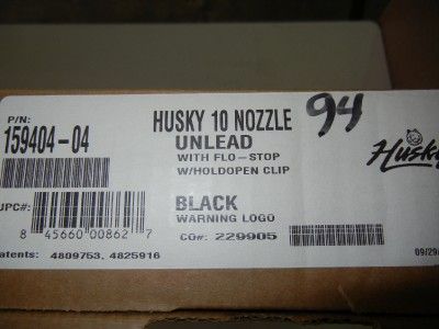 HUSKY 10 FUEL DISPENSER NOZZLE BLACK UNLEADED NIB 159404 04 nos 