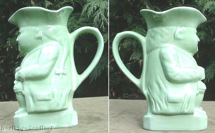 SHAWS BURLINGTON WARE GREEN TOBY JUG C.1961 7 ½ inch  